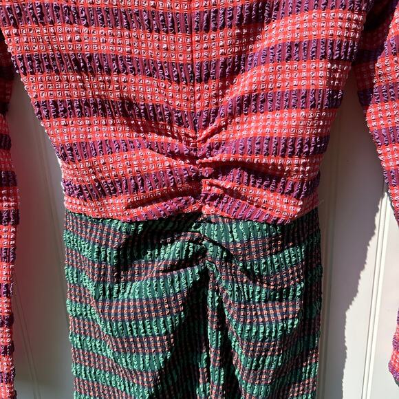 Rachel Comey Lamarr Dress Green Multi Stretchy Stripe Seersucker Size 6 NWT $595 - Picture 8 of 16